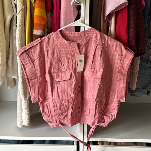 NWT Anthropologie Short-Sleeve Cinched Safari Top - Picture 6 of 10